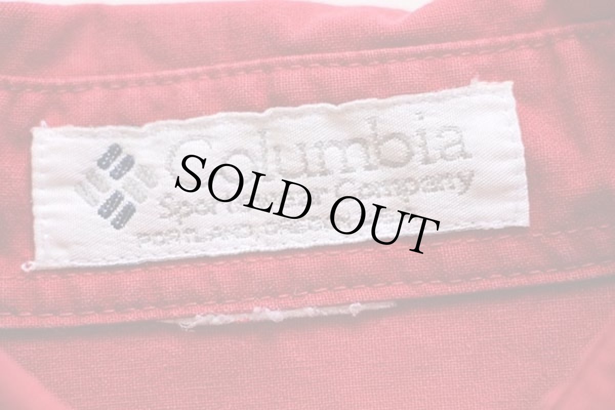 画像4: 90s Columbiaコロンビア ガンパッチ付き コットン ハンティングシャツ 赤 (4)