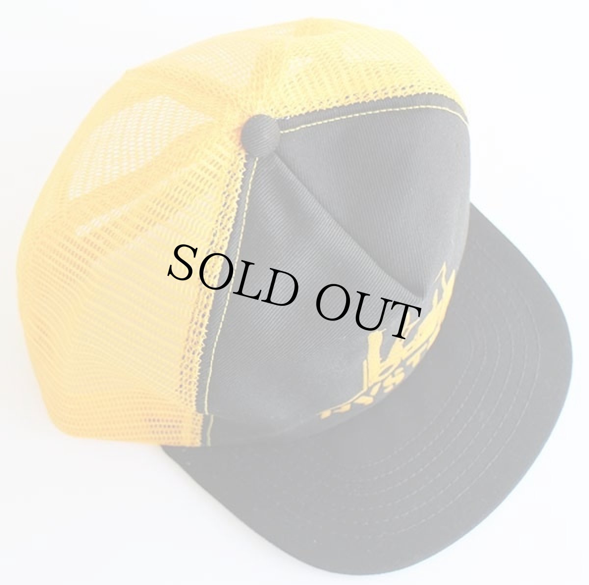 画像3: 80s USA製 HYSTER フォークリフト 発泡プリント ツートン 切り替え メッシュキャップ 黒×黄 (3)