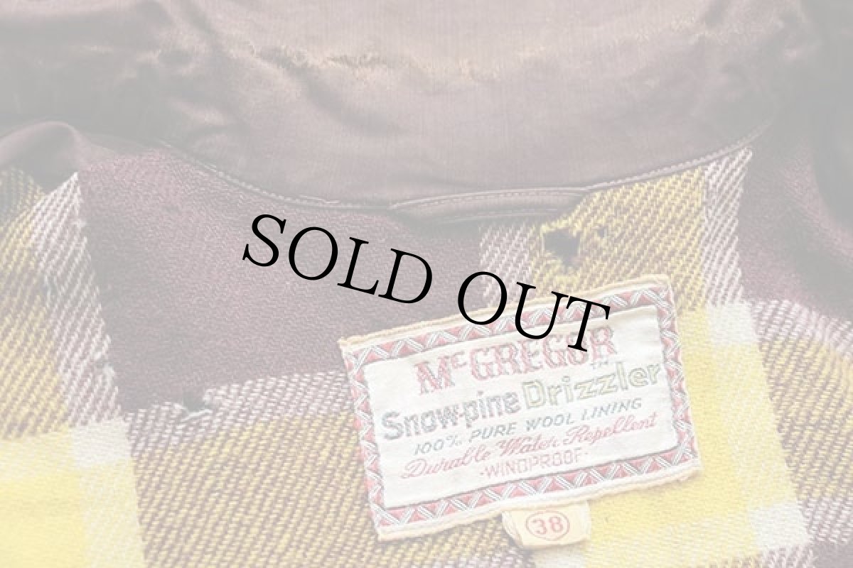 画像4: 50s McGREGORマクレガー Snow-pine Drizzler ウールライナー ドリズラージャケット ボロ 焦げ茶 38 (4)