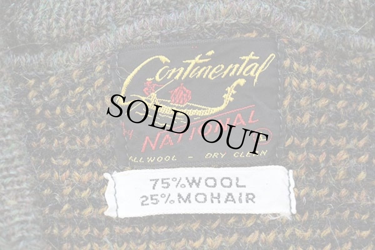 画像4: 60s Continental NATIONAL ダイヤ柄 Vネック モヘヤ ニット セーター L (4)