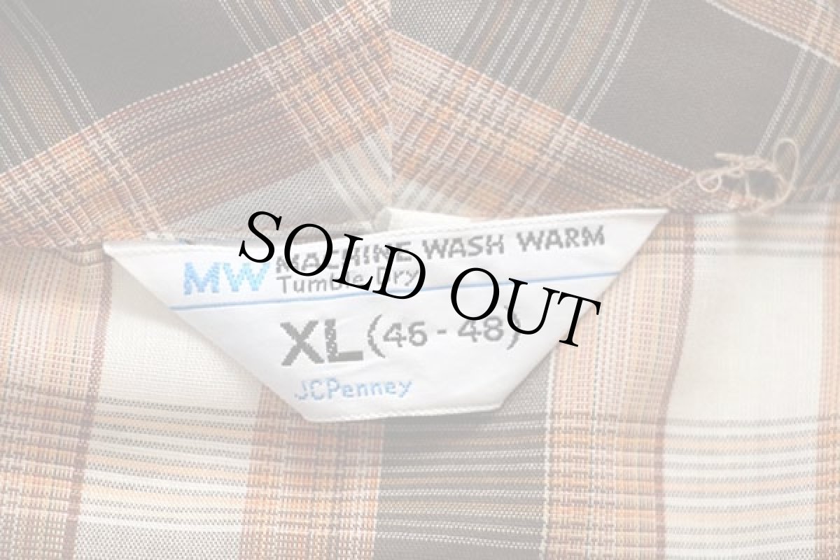 画像4: 70s JCPenney チェック ショールカラー ガウン XL (4)