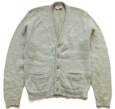 画像1: 60s WINDBREAKER Lamb Knit キッドモヘヤ ニット カーディガン 薄緑 M (1)