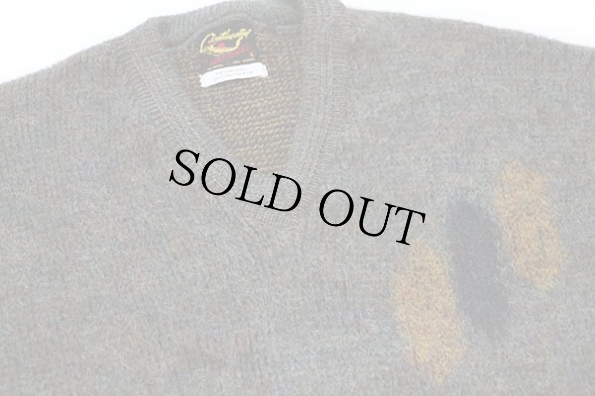 画像3: 60s Continental NATIONAL ダイヤ柄 Vネック モヘヤ ニット セーター L (3)