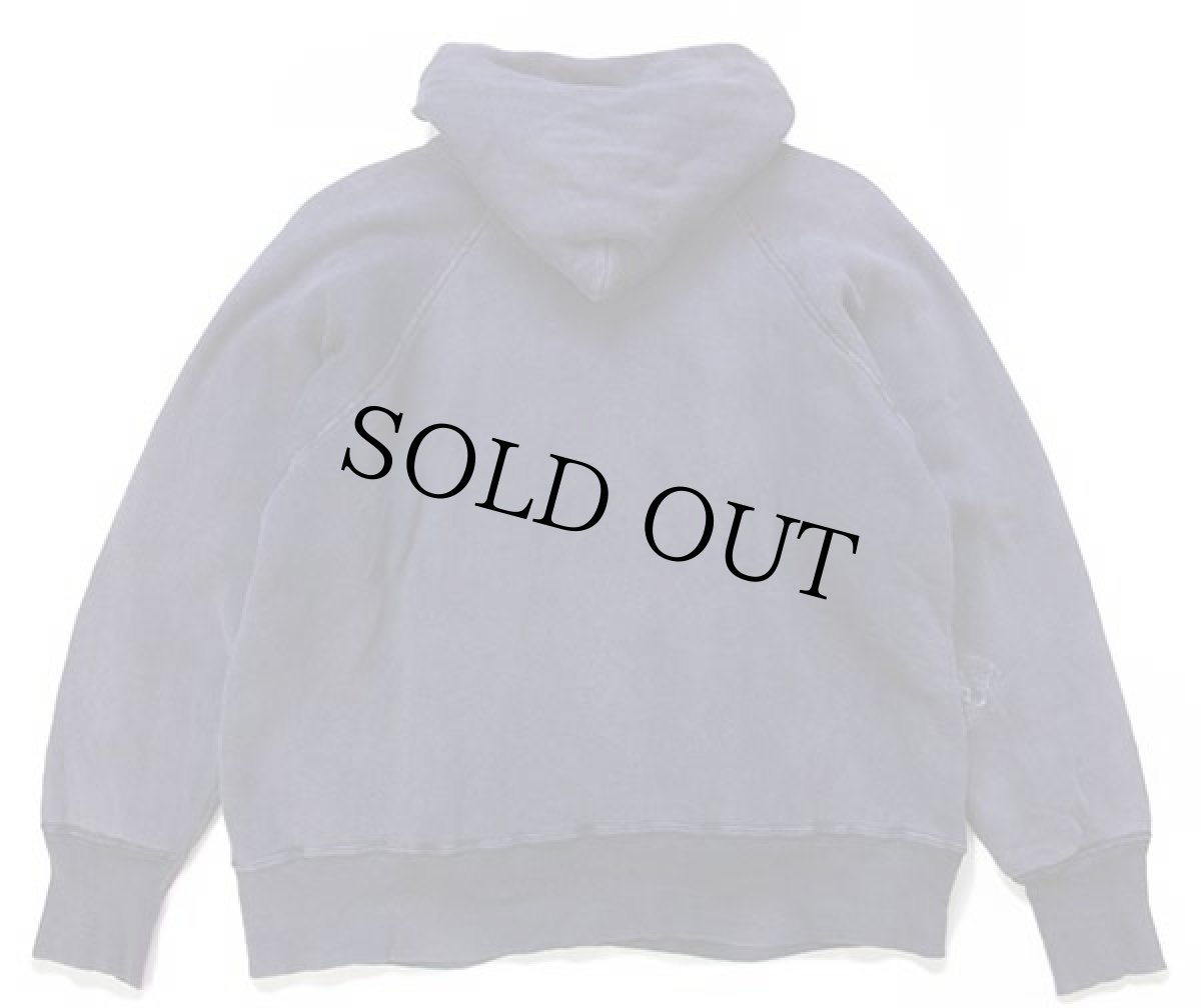 画像2: 60s B.V.D. 無地 裏サーマル コットン スウェットパーカー ナス紺 フェード L (2)