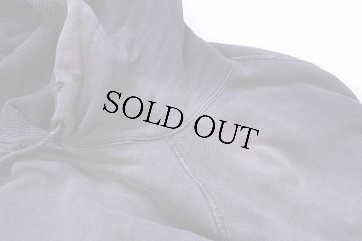 画像7: 60s B.V.D. 無地 裏サーマル コットン スウェットパーカー ナス紺 フェード L (7)