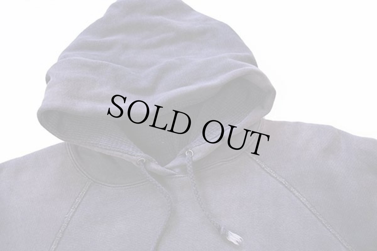 画像3: 60s B.V.D. 無地 裏サーマル コットン スウェットパーカー ナス紺 フェード L (3)