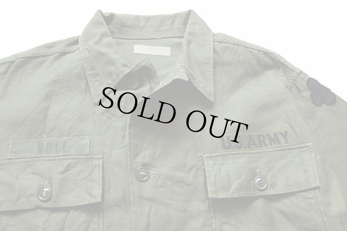 画像3: 60s 米軍 U.S.ARMY パッチ付き コットンサテン ユーティリティシャツ オリーブグリーン (3)