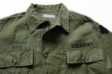 画像3: 60s 米軍 U.S.ARMY パッチ付き コットンサテン ユーティリティシャツ オリーブグリーン (3)