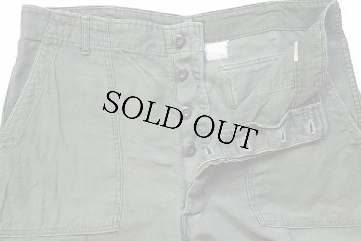 画像4: 60s 米軍 U.S.ARMY コットンサテン ユーティリティ ベイカーパンツ オリーブグリーン w36★G (4)