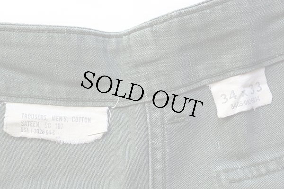 画像6: 60s 米軍 U.S.ARMY コットンサテン ユーティリティ ベイカーパンツ オリーブグリーン w34 L33★C (6)
