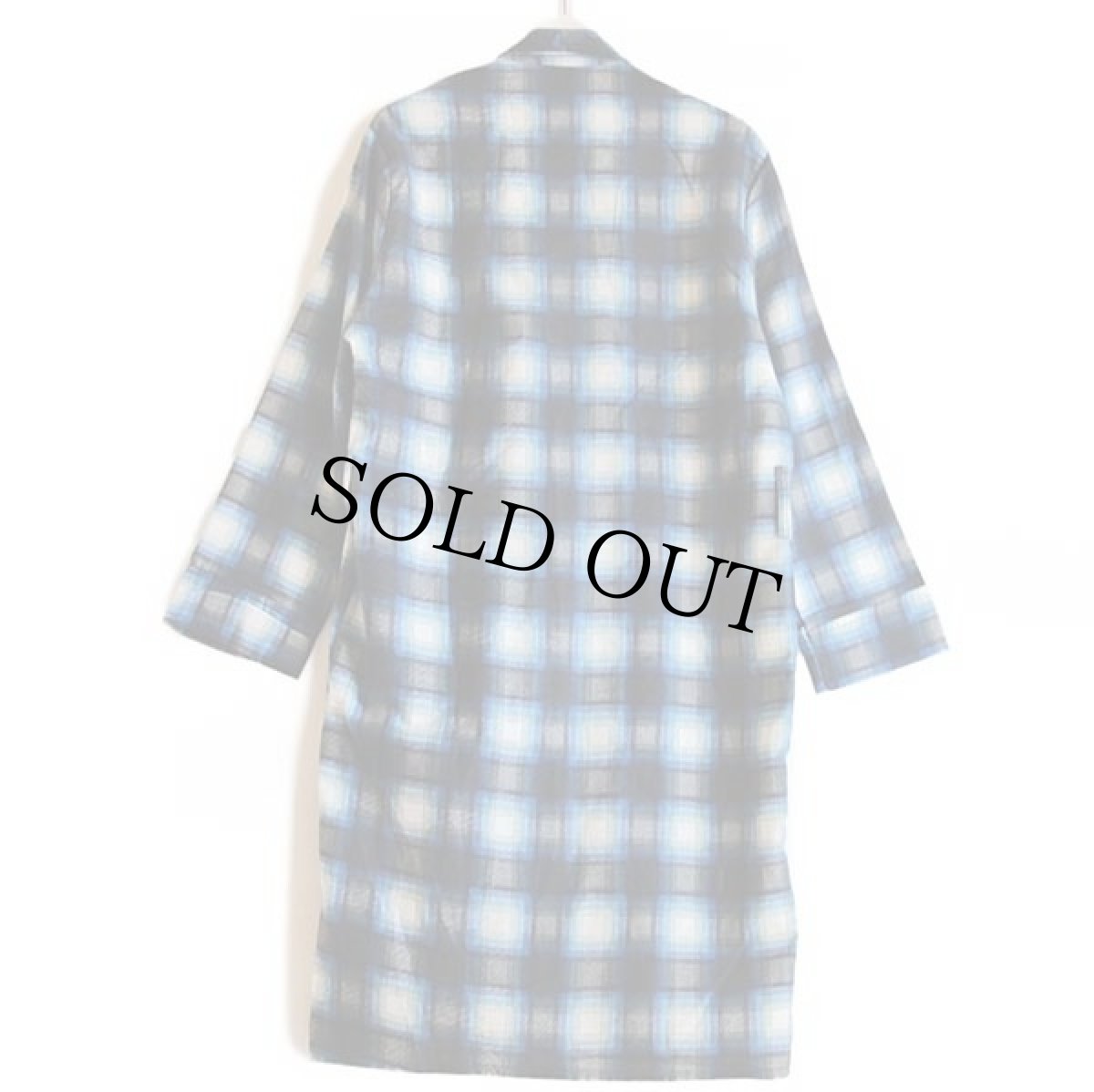 画像2: デッドストック★70s JCPenney オンブレチェック ショールカラー プリントネル ガウン M (2)