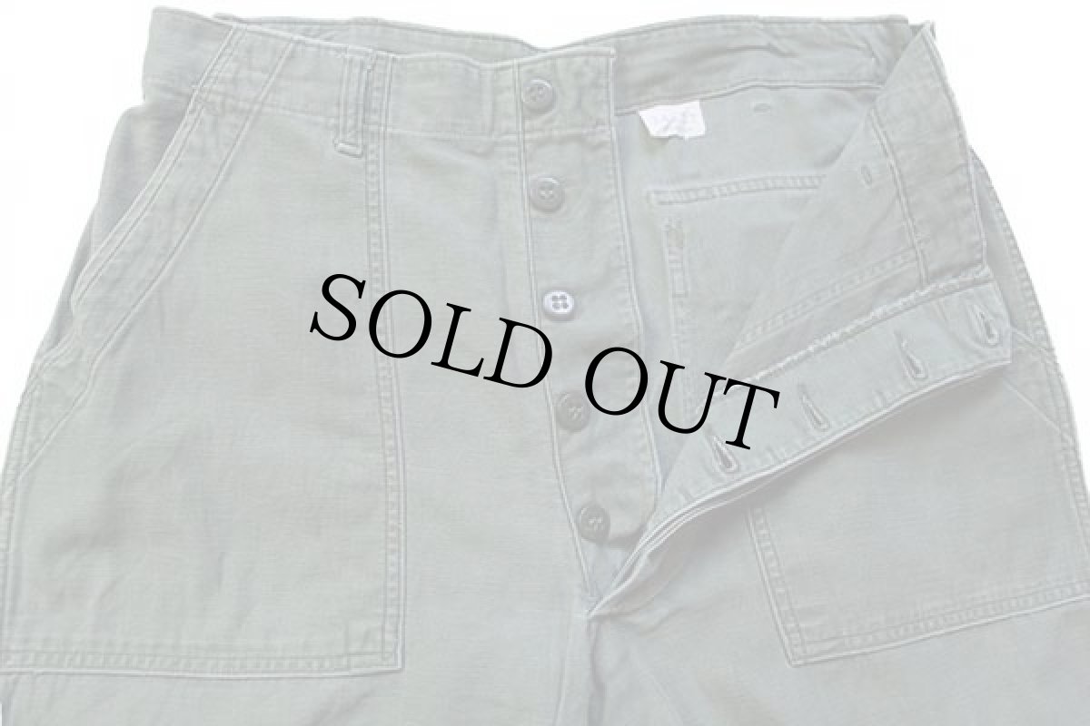 画像4: 60s 米軍 U.S.ARMY コットンサテン ユーティリティ ベイカーパンツ オリーブグリーン w34 L33★C (4)