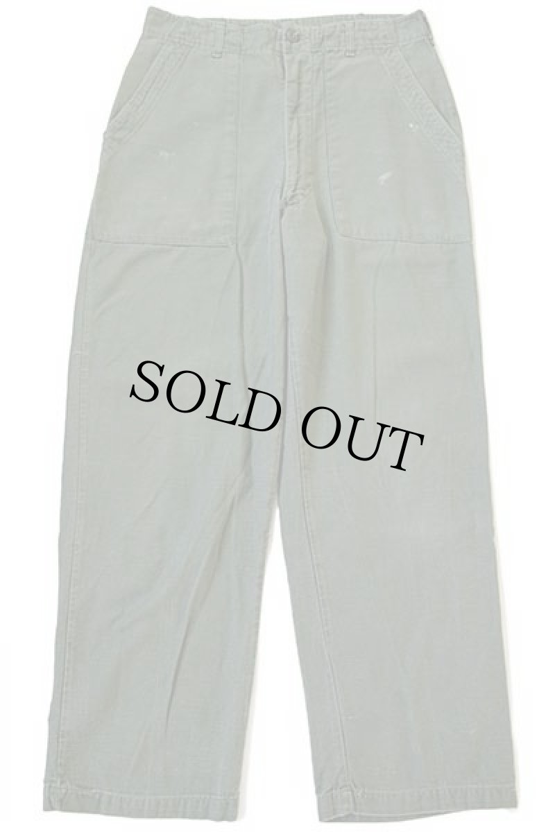 画像2: 60s 米軍 U.S.ARMY コットンサテン ユーティリティ ベイカーパンツ オリーブグリーン w32★H (2)