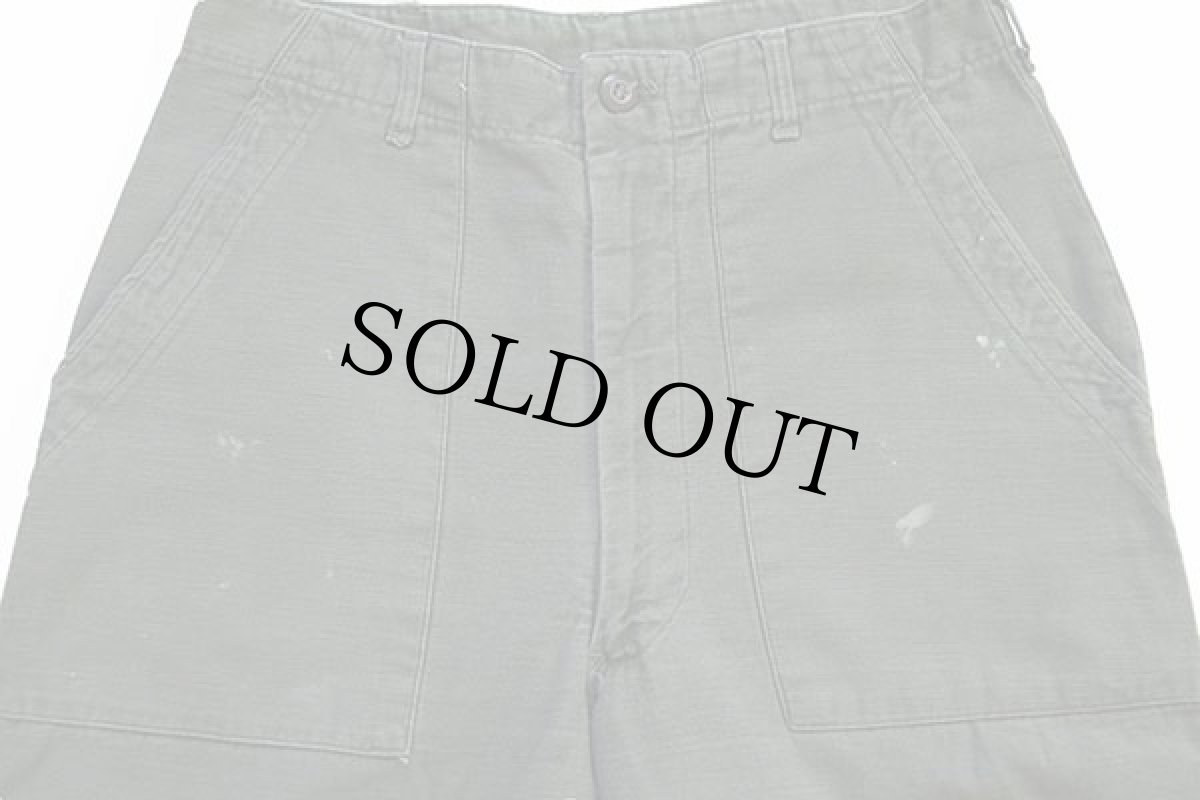 画像4: 60s 米軍 U.S.ARMY コットンサテン ユーティリティ ベイカーパンツ オリーブグリーン w32★H (4)