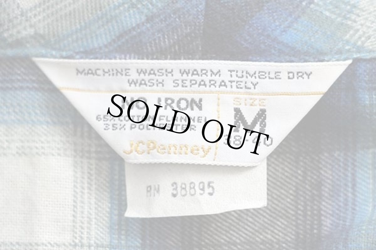 画像4: デッドストック★70s JCPenney オンブレチェック ショールカラー プリントネル ガウン M (4)