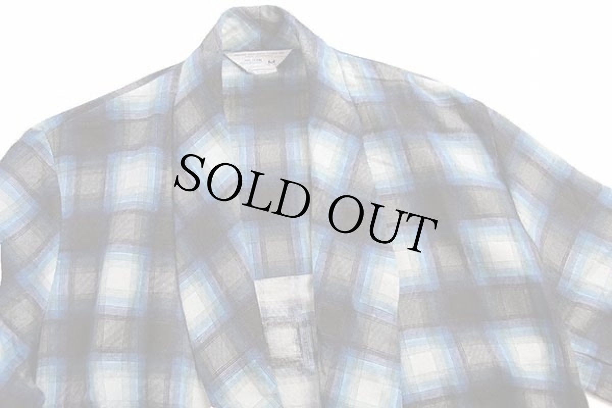 画像3: デッドストック★70s JCPenney オンブレチェック ショールカラー プリントネル ガウン M (3)