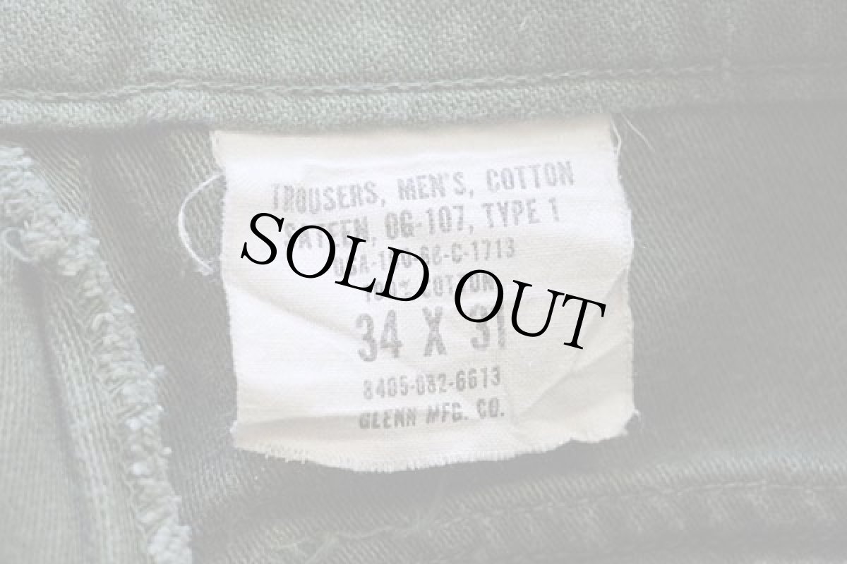 画像6: 60s 米軍 U.S.ARMY コットンサテン ユーティリティ ベイカーパンツ オリーブグリーン w32★H (6)