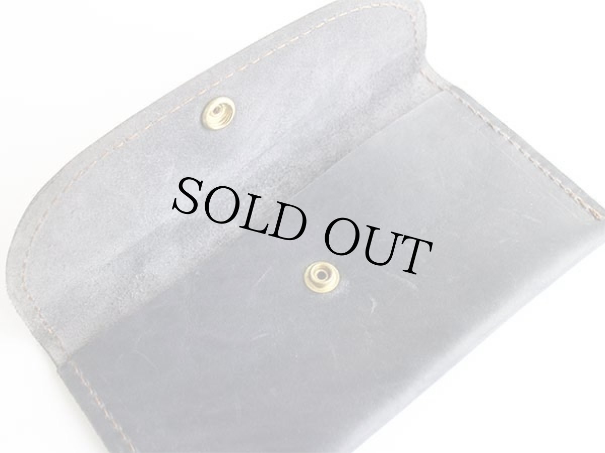 画像3: ハンドクラフト レザーポーチ 紺 (3)