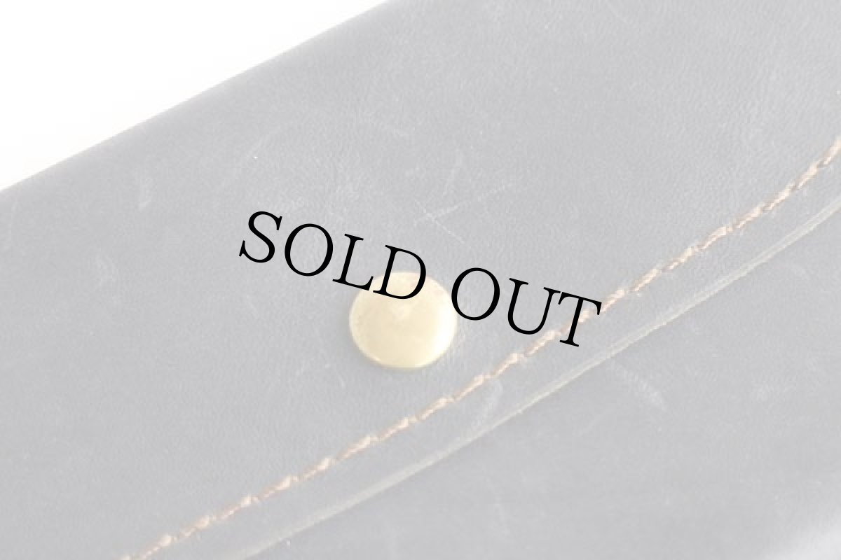 画像4: ハンドクラフト レザーポーチ 紺 (4)