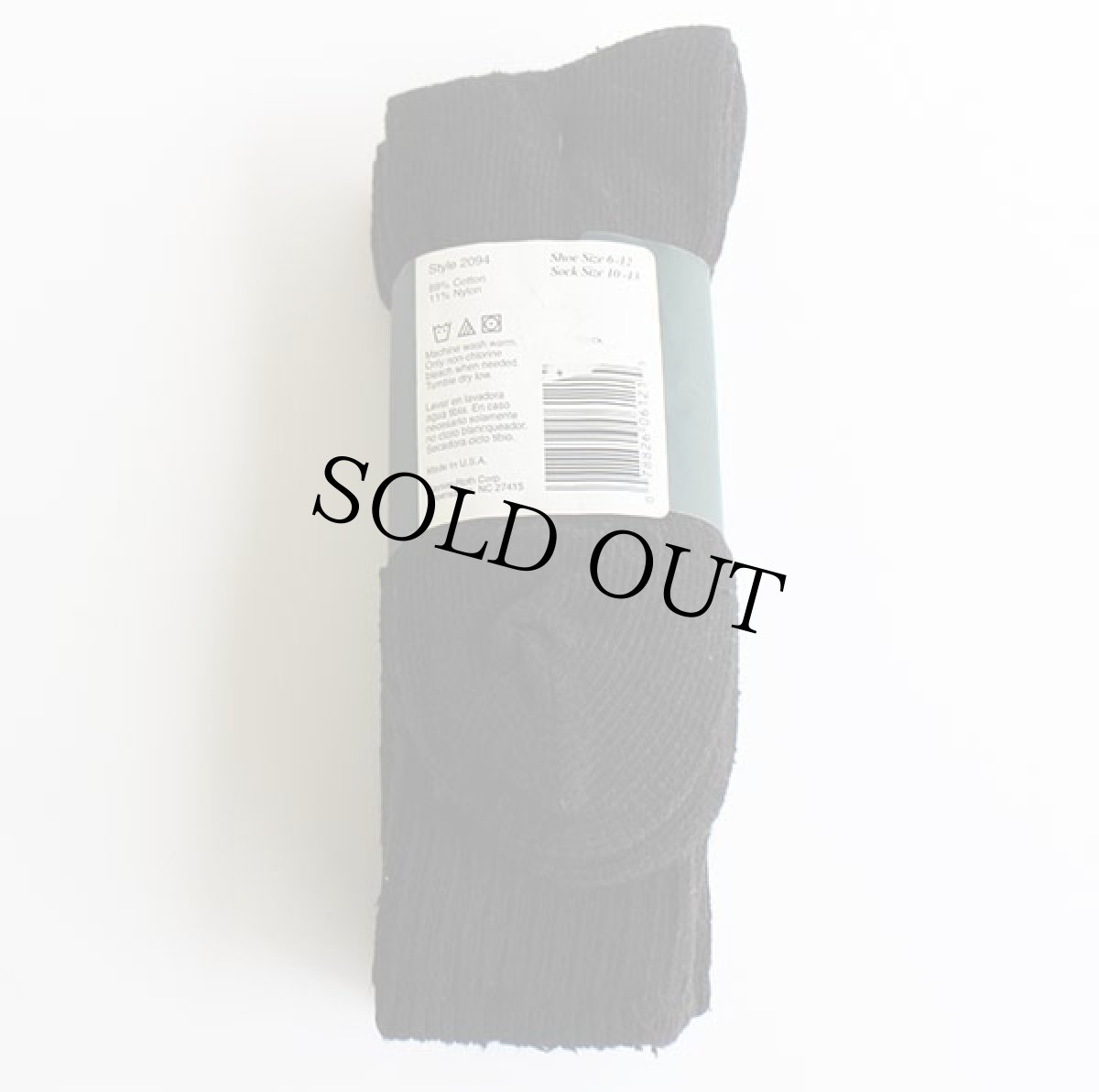 画像2: デッドストック★90s USA製 PURITAN 無地 コットン ソックス 黒 10-13 3ペア★靴下 (2)