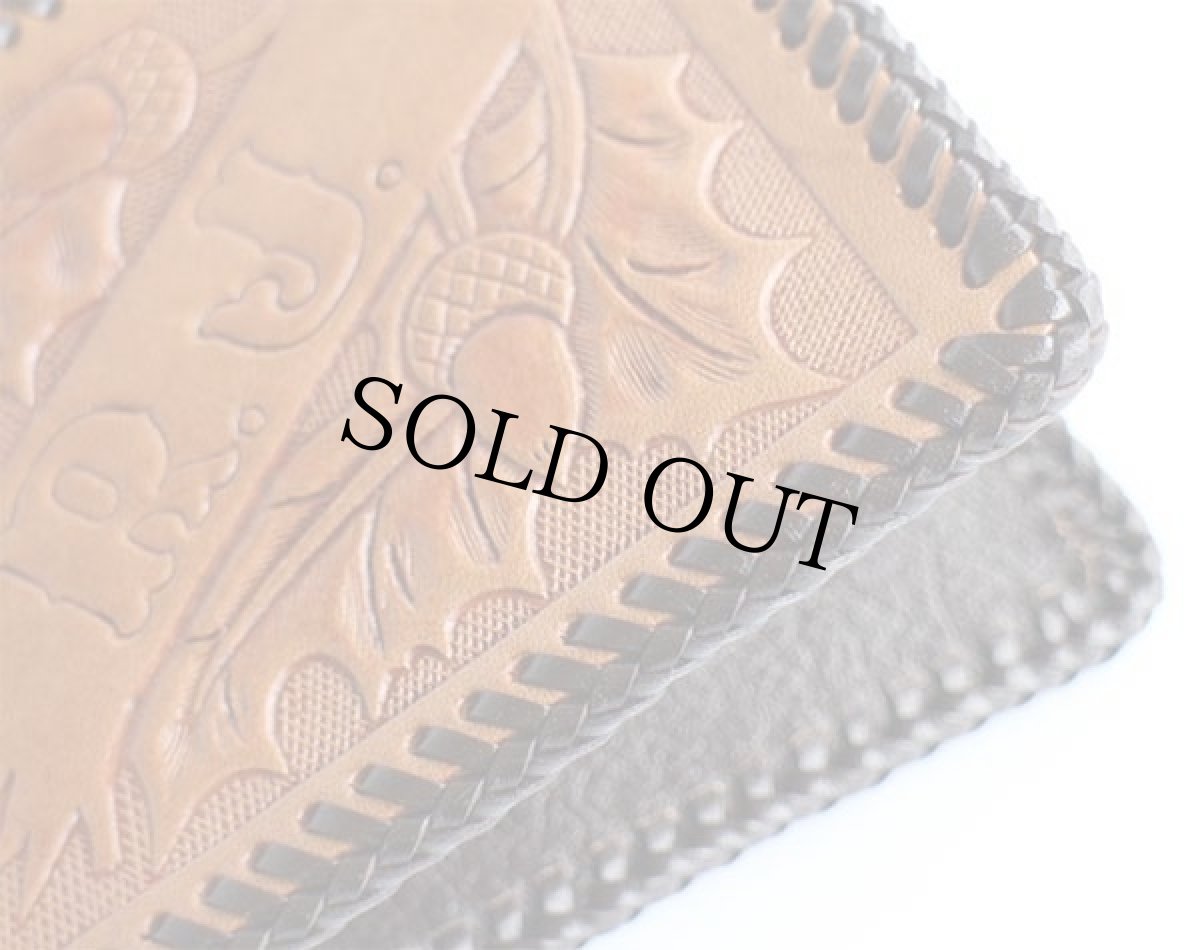 画像5: ビンテージ どんぐり柄 カービング レザー ウォレット 茶 (5)