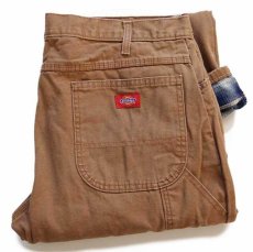 画像1: Dickiesディッキーズ オンブレチェック ネルライナー ダック地 ペインターパンツ 茶 w38 L30 (1)