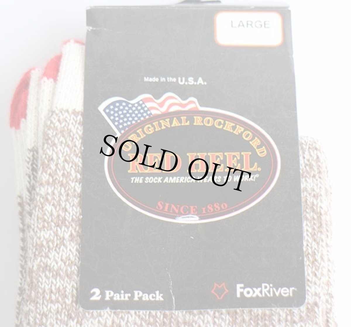 画像3: 未使用★USA製 FoxRiver RED HEEL レッドヒール ソックス 霜降り茶 L 2ペア★靴下 (3)