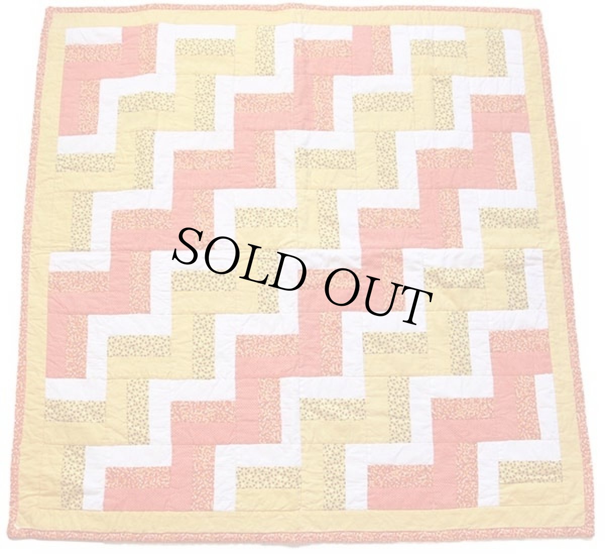 画像2: ビンテージ ハンドメイド 小花柄×ドット柄 パッチワーク キルトラグ (2)