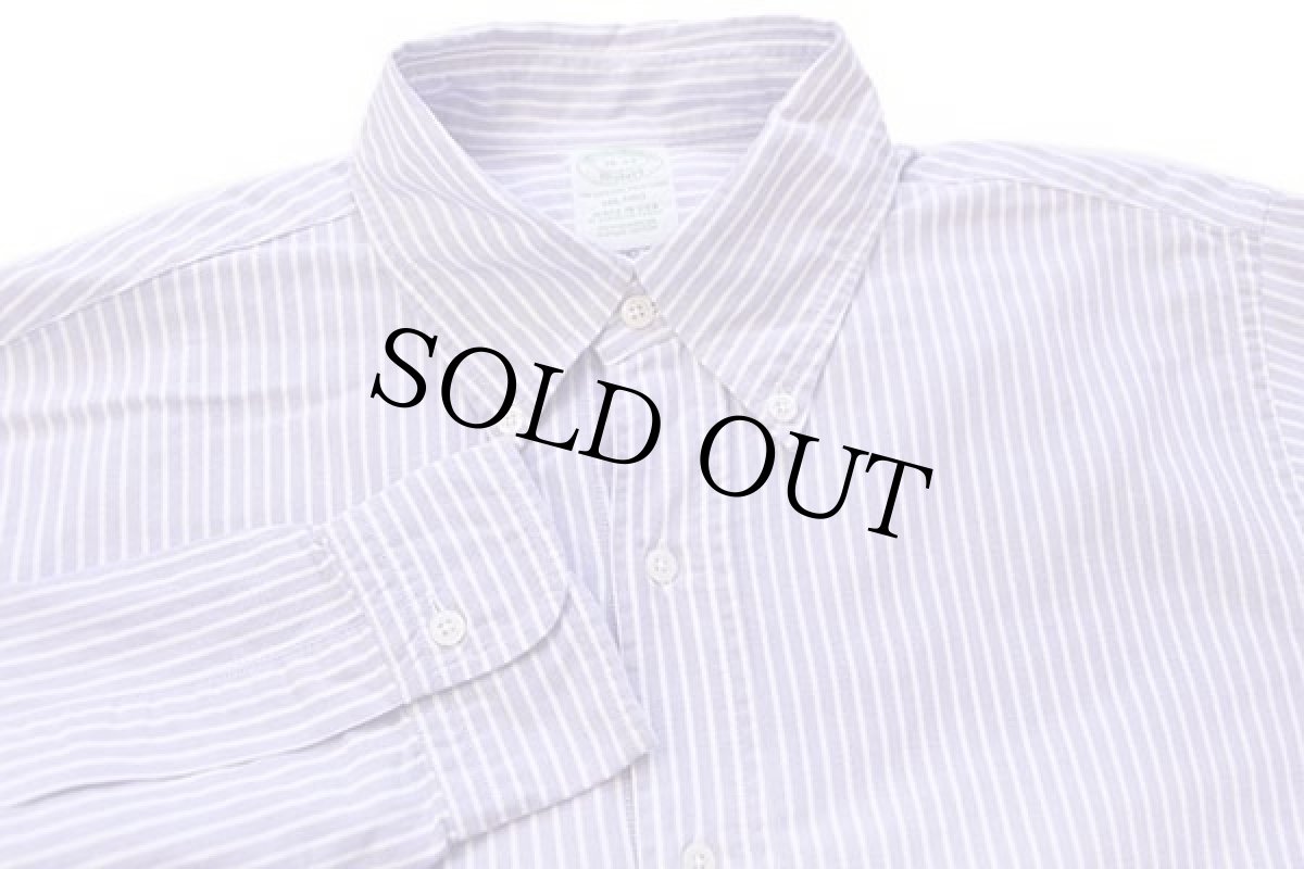 画像4: USA製 Brooks Brothersブルックスブラザーズ Makers MILANO ストライプ ボタンダウン オックスフォード コットンシャツ 薄紫×白 16 (4)