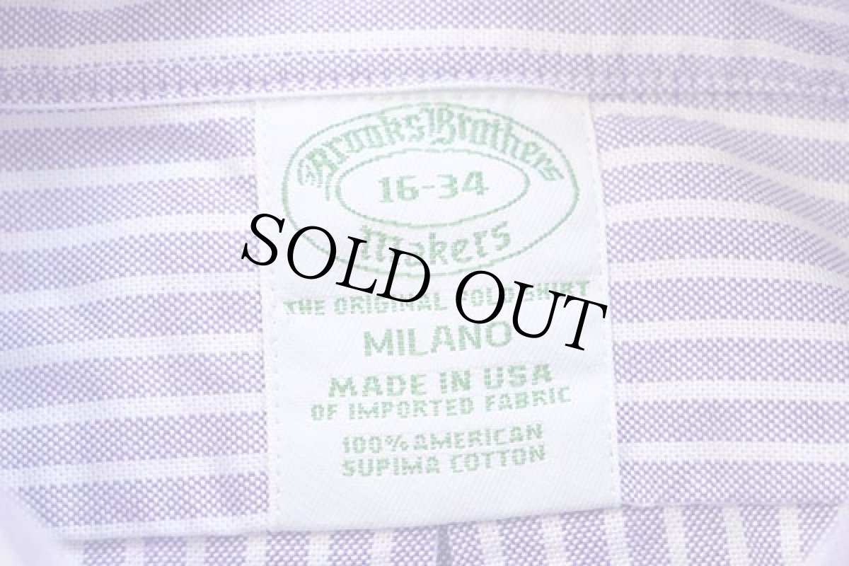 画像5: USA製 Brooks Brothersブルックスブラザーズ Makers MILANO ストライプ ボタンダウン オックスフォード コットンシャツ 薄紫×白 16 (5)