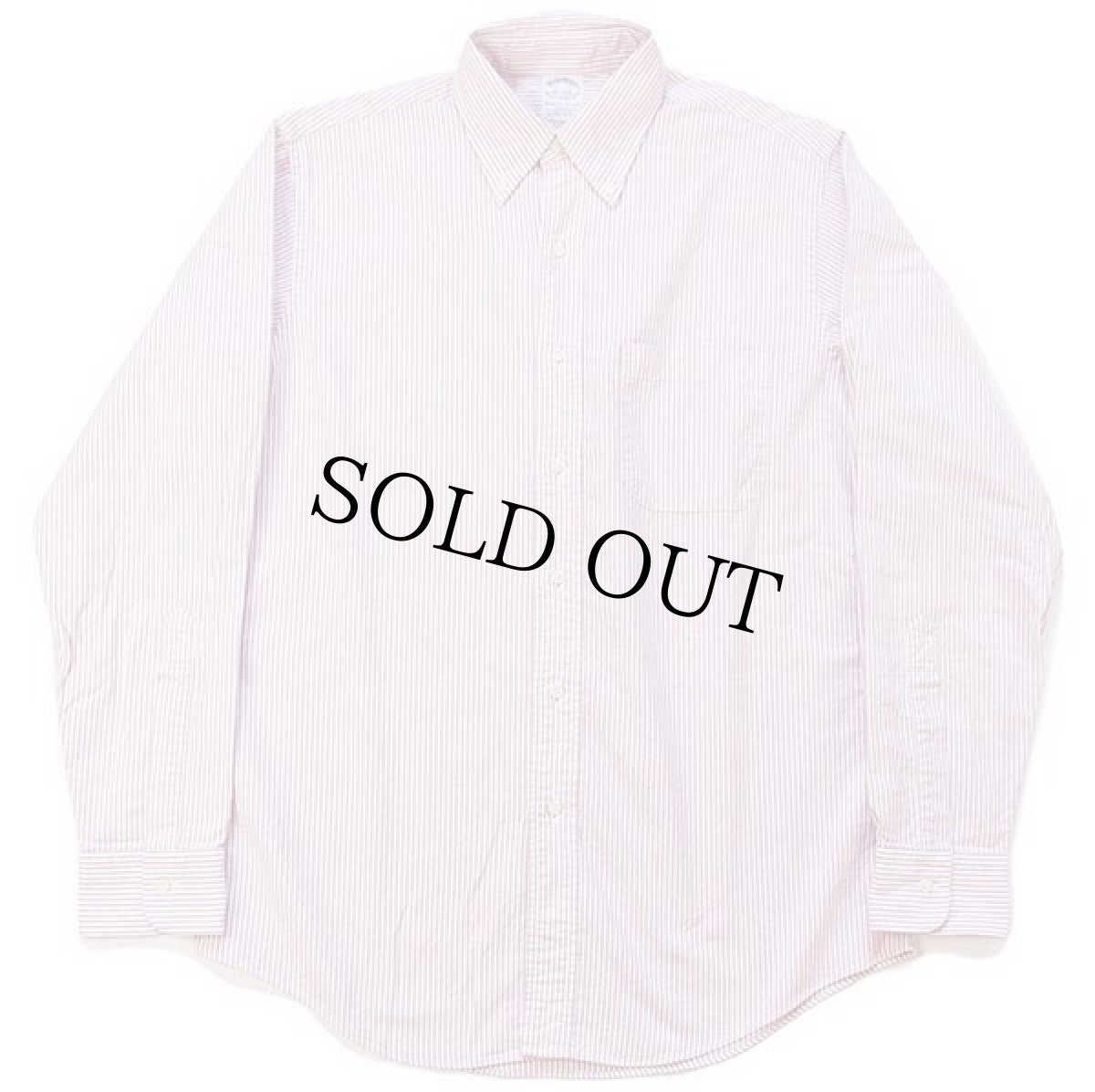 画像2: USA製 Brooks Brothersブルックスブラザーズ ストライプ ボタンダウン オックスフォード コットンシャツ 薄赤×白 15.5 (2)