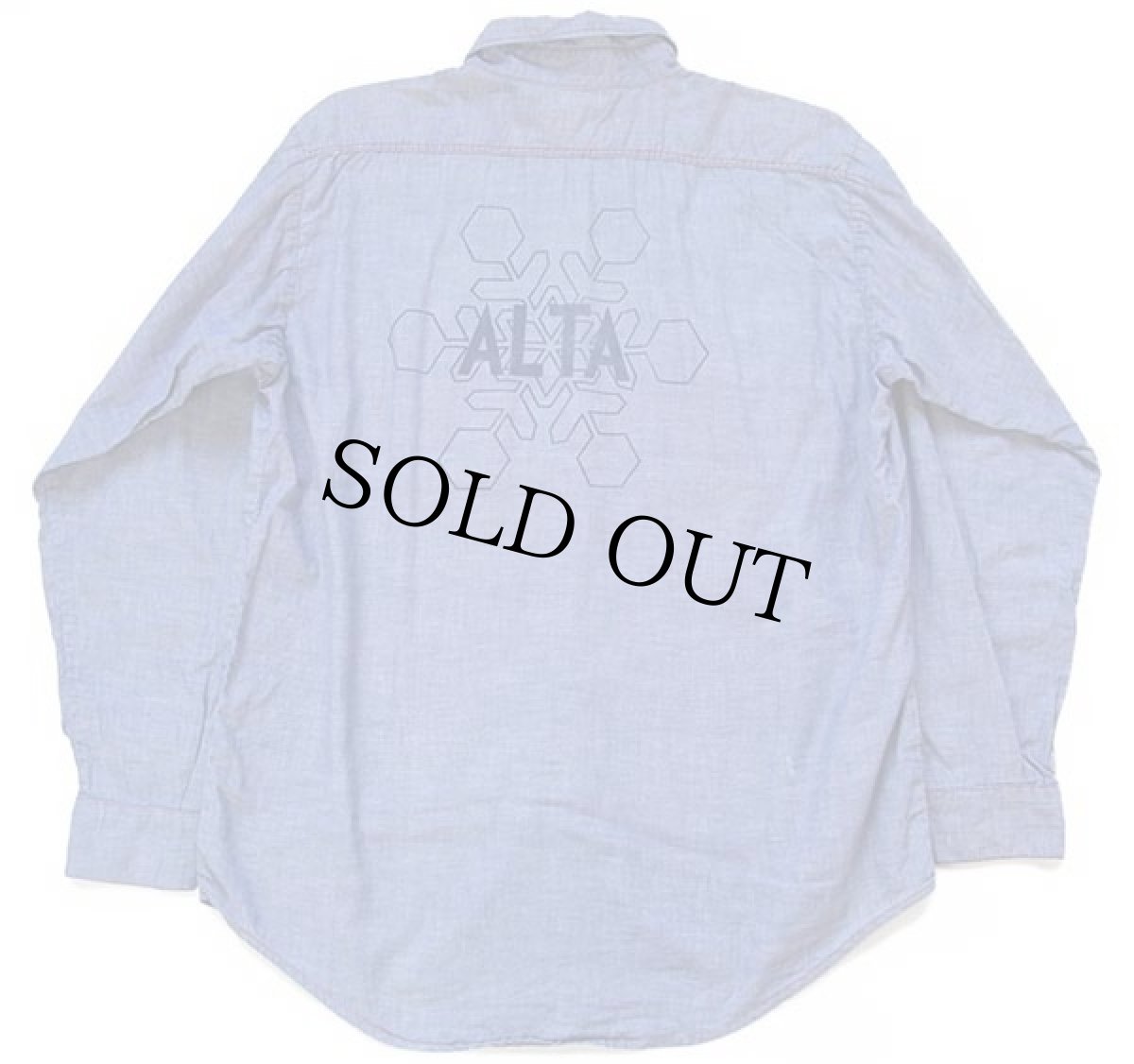 画像2: 70s USA製 Sport King ALTA バックプリント コットン シャンブレーシャツ L★FIVE BROTHER (2)