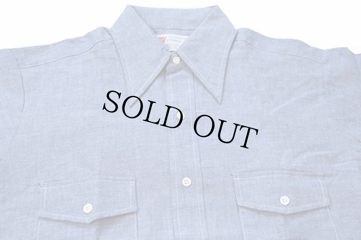 画像4: デッドストック★70s TSC STORES コットン シャンブレーシャツ M (4)