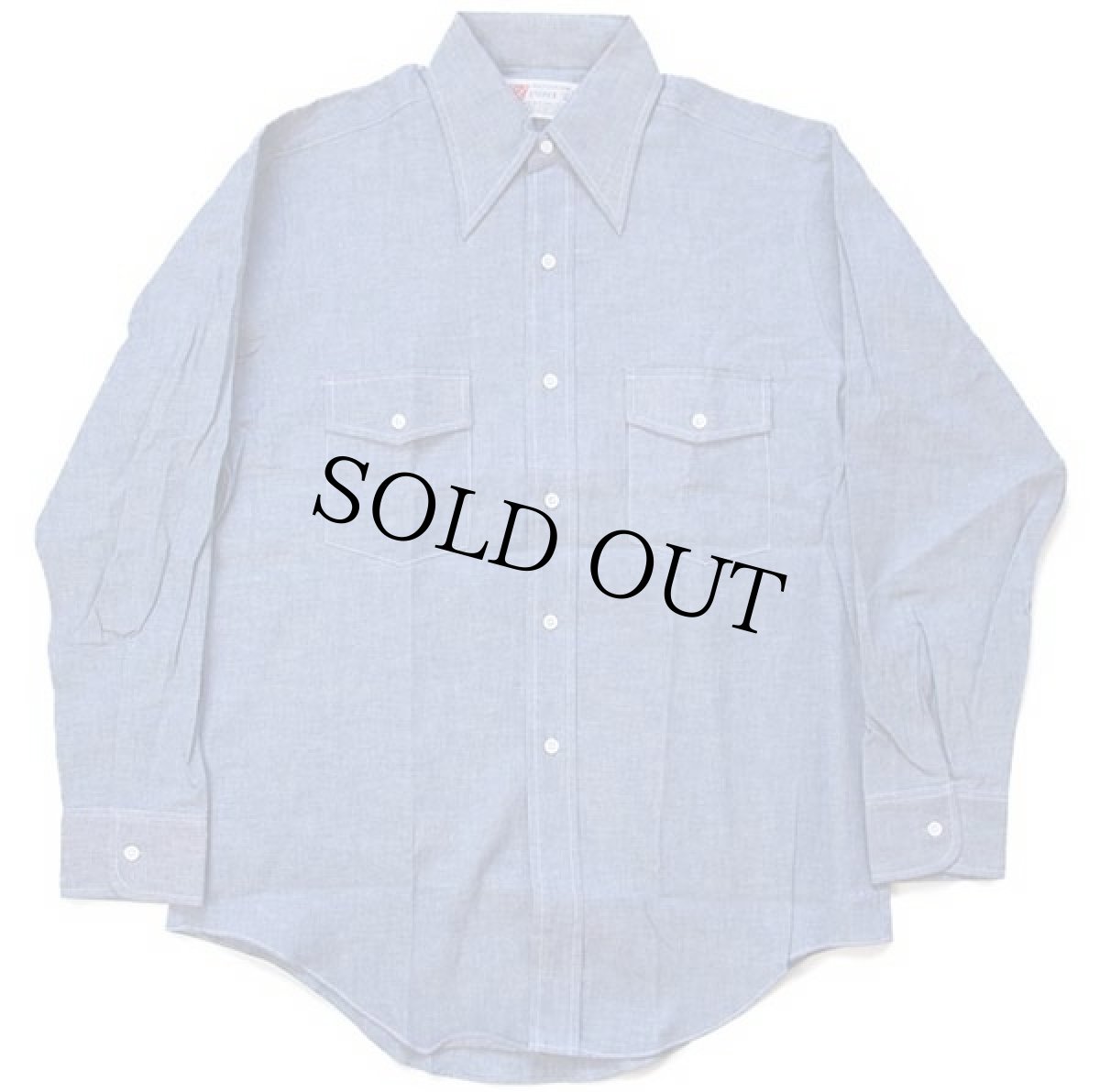 画像2: デッドストック★70s TSC STORES コットン シャンブレーシャツ M (2)