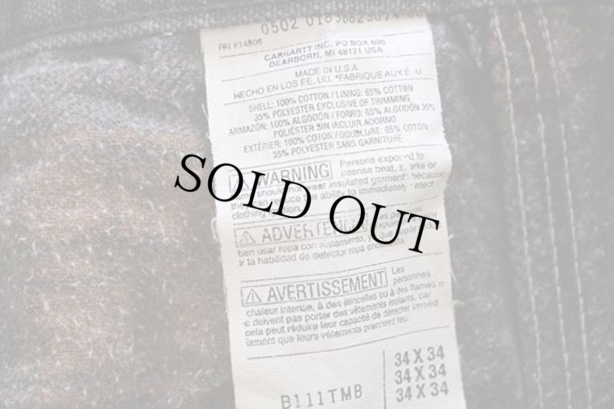 画像6: 00s USA製 carharttカーハート チェック ネルライナー ダック地 ペインターパンツ グレーブラウン w34 L34 (6)