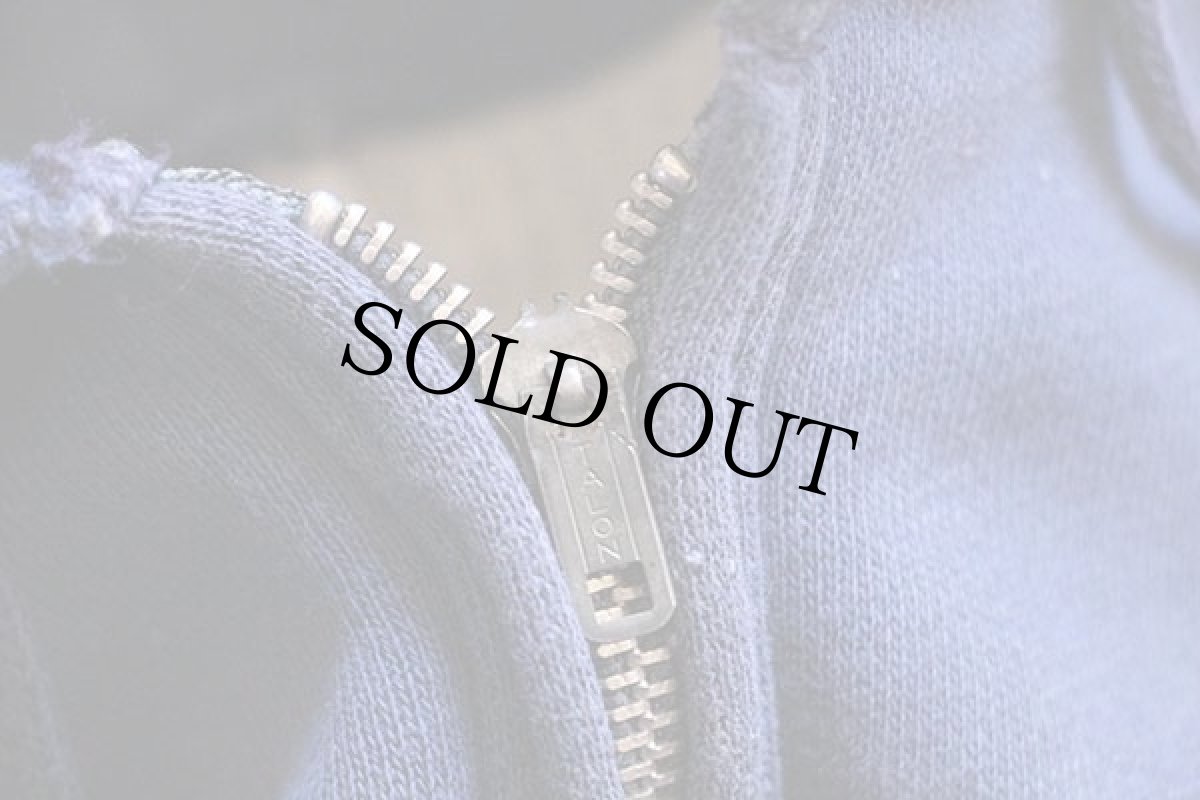 画像5: 60s mayo SPRUCE 無地 裏サーマル スウェット ジップパーカー 紺 フェード M (5)