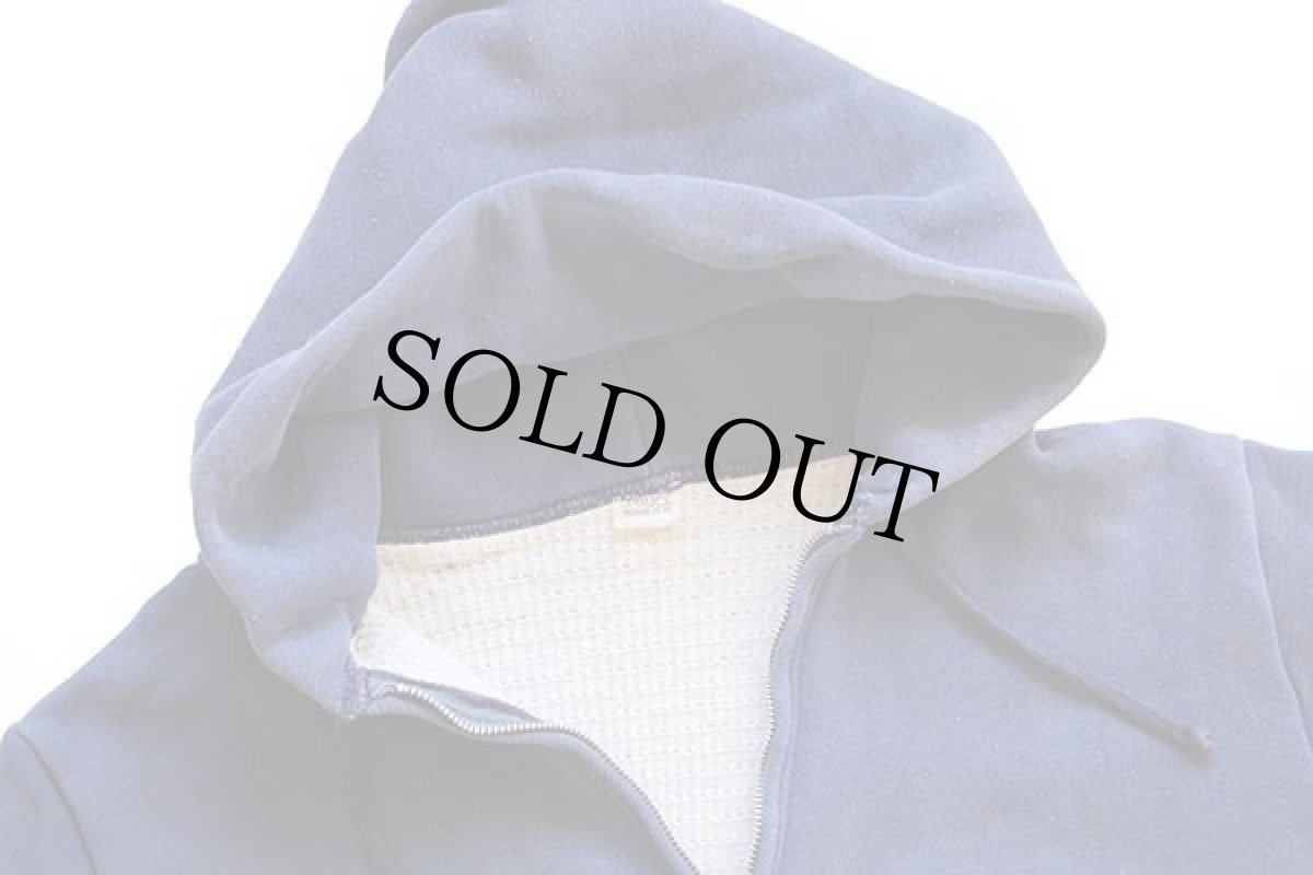 画像3: 60s mayo SPRUCE 無地 裏サーマル スウェット ジップパーカー 紺 フェード M (3)