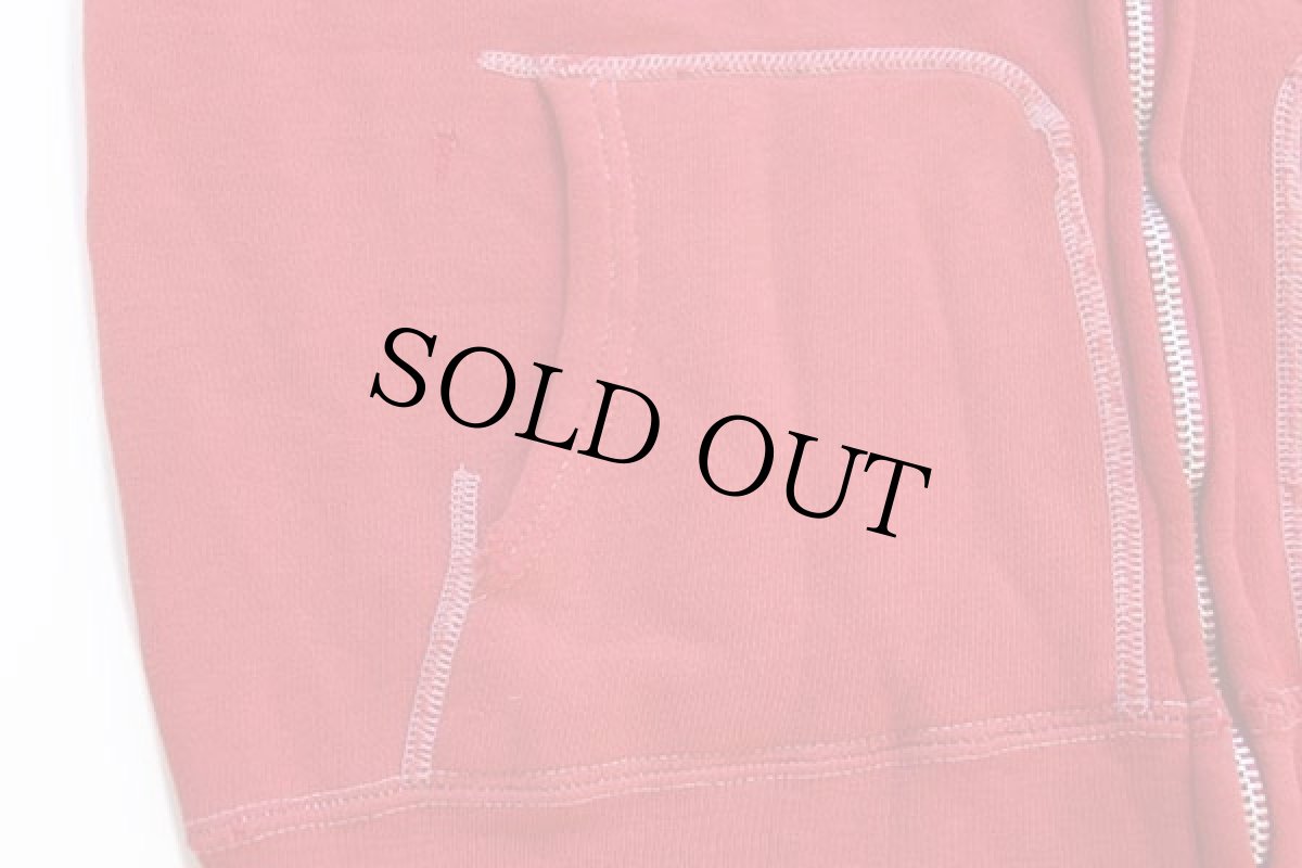 画像6: 60s UNKNOWN 無地 セパポケ コットン スウェット ジップパーカー ボロ 赤 (6)