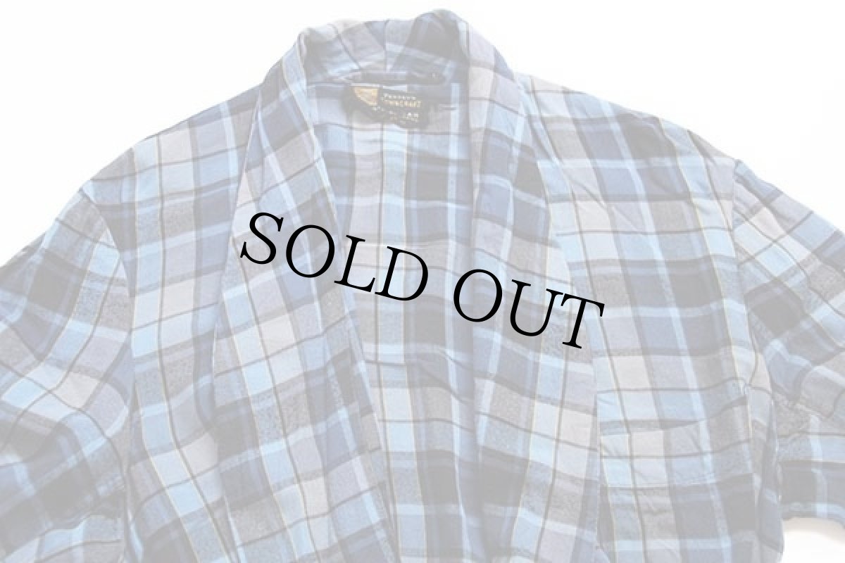 画像3: 50s PENNEY'S TOWNCRAFT チェック ショールカラー レーヨン ガウン L (3)