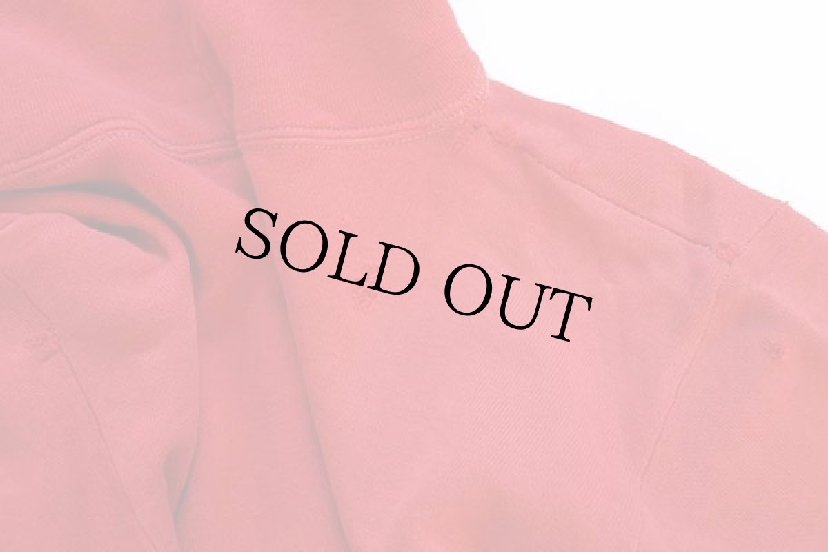 画像8: 60s UNKNOWN 無地 セパポケ コットン スウェット ジップパーカー ボロ 赤 (8)