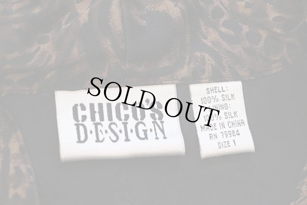 画像4: 90s CHICO'S DESIGN 総柄 シルク チャイナシャツ 黒 1 (4)