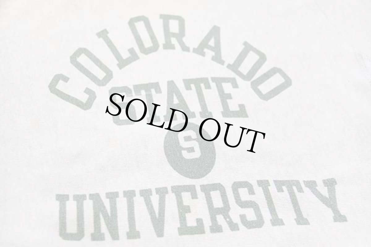 画像4: 70s USA製 Championチャンピオン 単色タグ COLORADO STATE 四段中抜き 染み込みプリント リバースウィーブ スウェット オートミール S (4)