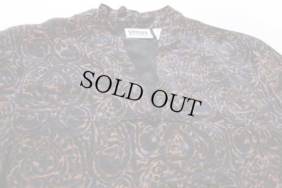 画像3: 90s CHICO'S DESIGN 総柄 シルク チャイナシャツ 黒 1 (3)