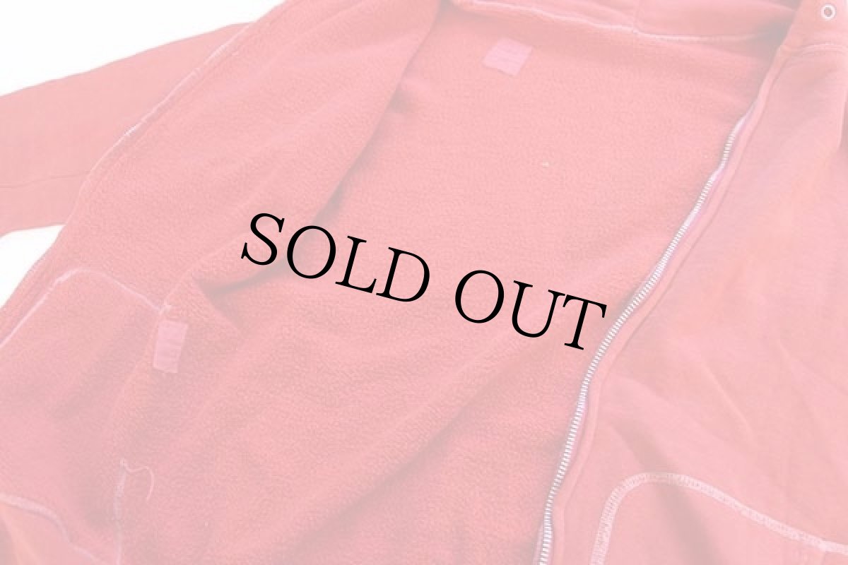 画像5: 60s UNKNOWN 無地 セパポケ コットン スウェット ジップパーカー ボロ 赤 (5)