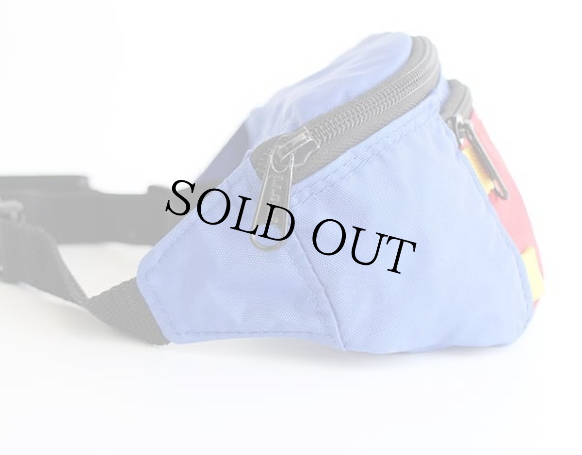 画像3: 90s L.L.Bean マルチカラー 切り替え ナイロン ウエストバッグ 青紫×赤 (3)