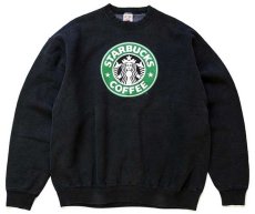 画像1: 90s USA製 STARBUCKS COFFEE スターバックス コーヒー ロゴ スウェット 黒 XL (1)