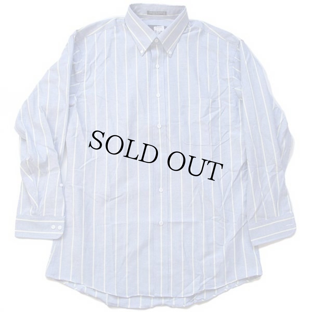 画像2: デッドストック★90s USA製 STAFFORD ストライプ ボタンダウン オックスフォード シャツ サックス×薄黄 16.5 (2)