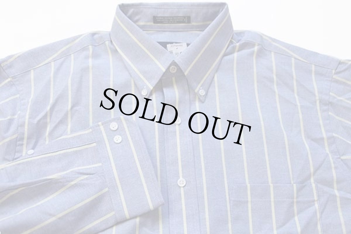 画像3: デッドストック★90s USA製 STAFFORD ストライプ ボタンダウン オックスフォード シャツ サックス×薄黄 16.5 (3)