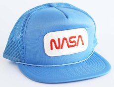 画像1: 90s NASA パッチ付き メッシュキャップ 水色 (1)