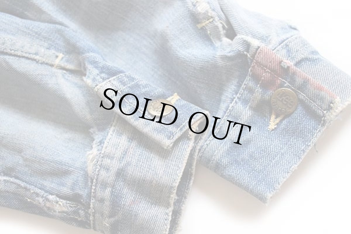 画像9: 60s Leeリー 101-J デニムジャケット ボロ (9)